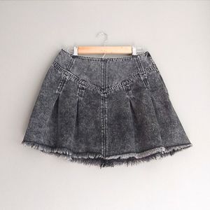Free People Fringe Flare Gray Denim Skirt